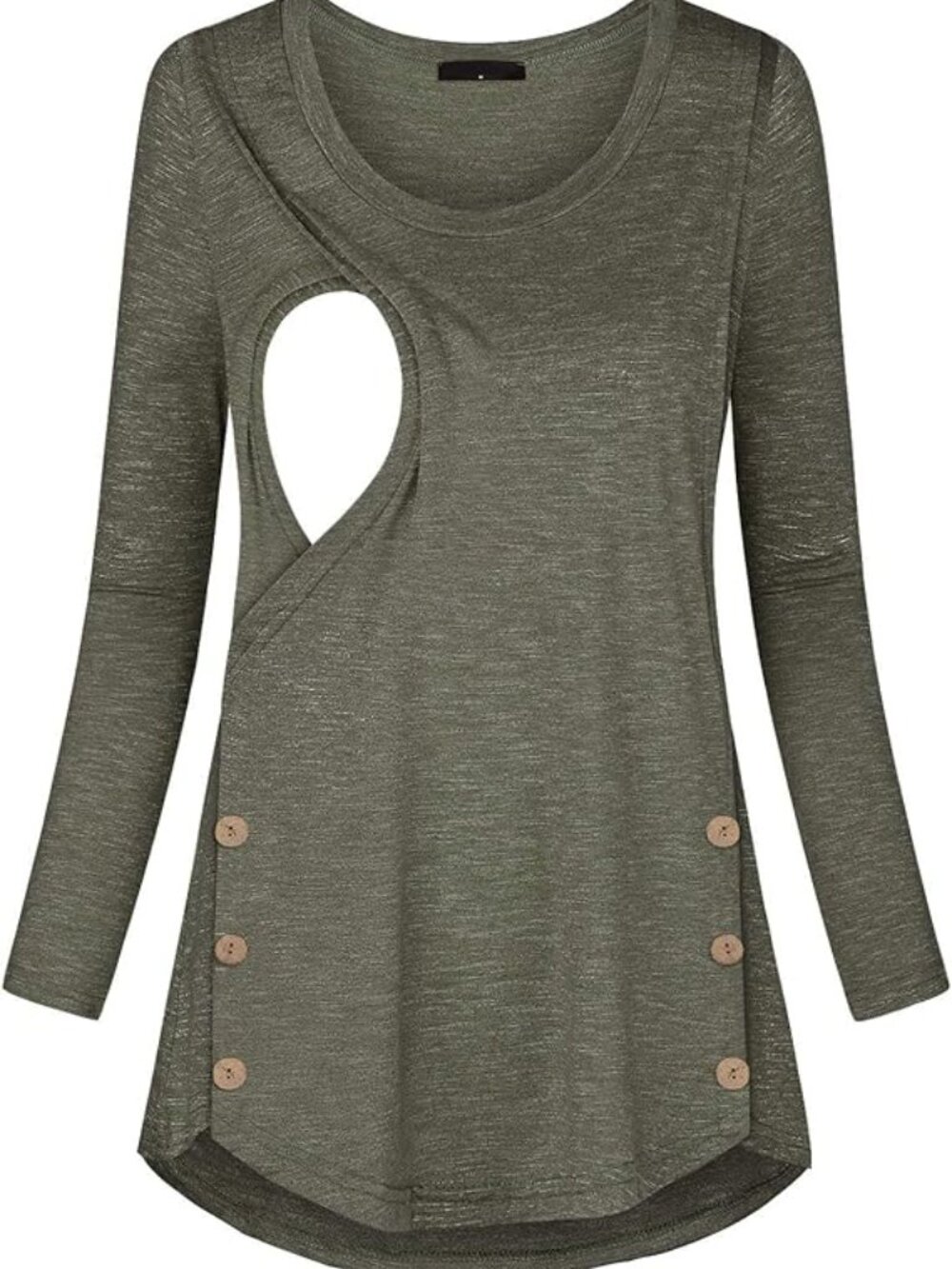 Women's Quinee Button Side Maternity Tunic Nursing Top Grey SMALL